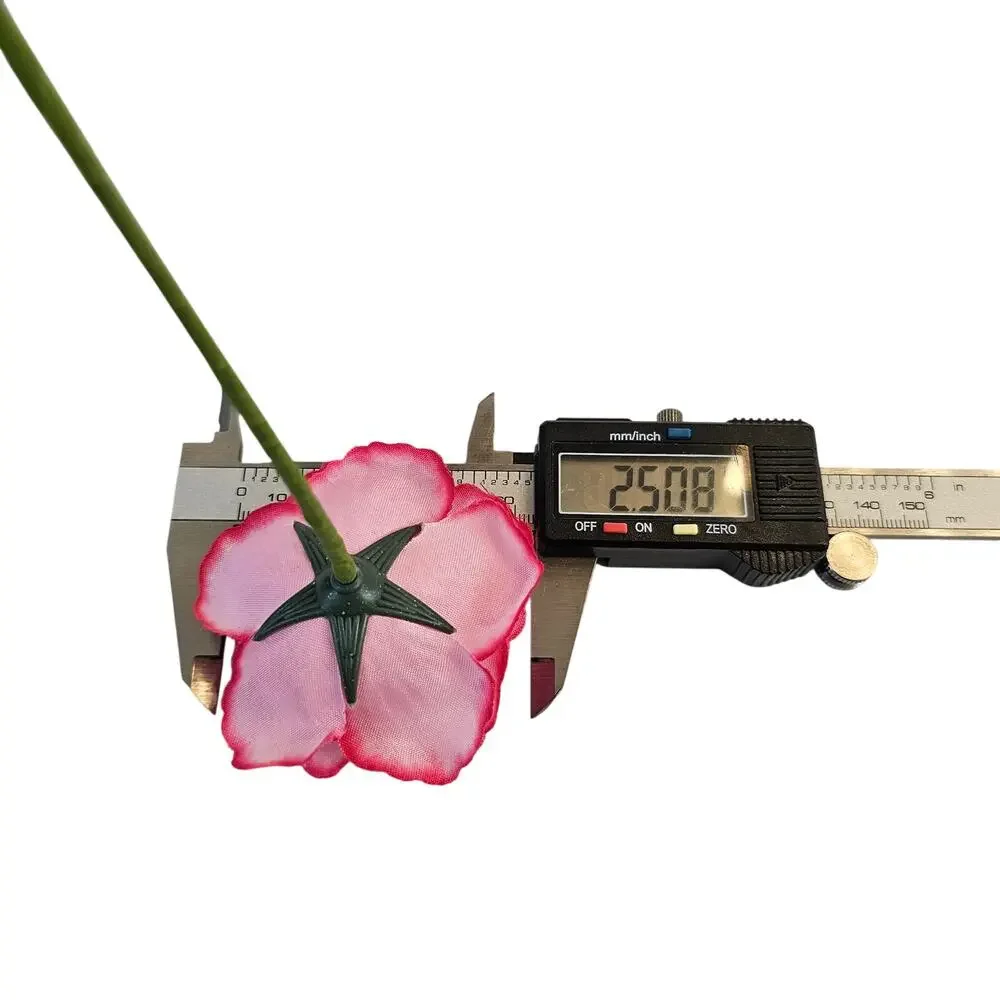 37 Light Pink Hot Pink Edge Silk Roses 2.5in Artificial Flowers w/ Stems